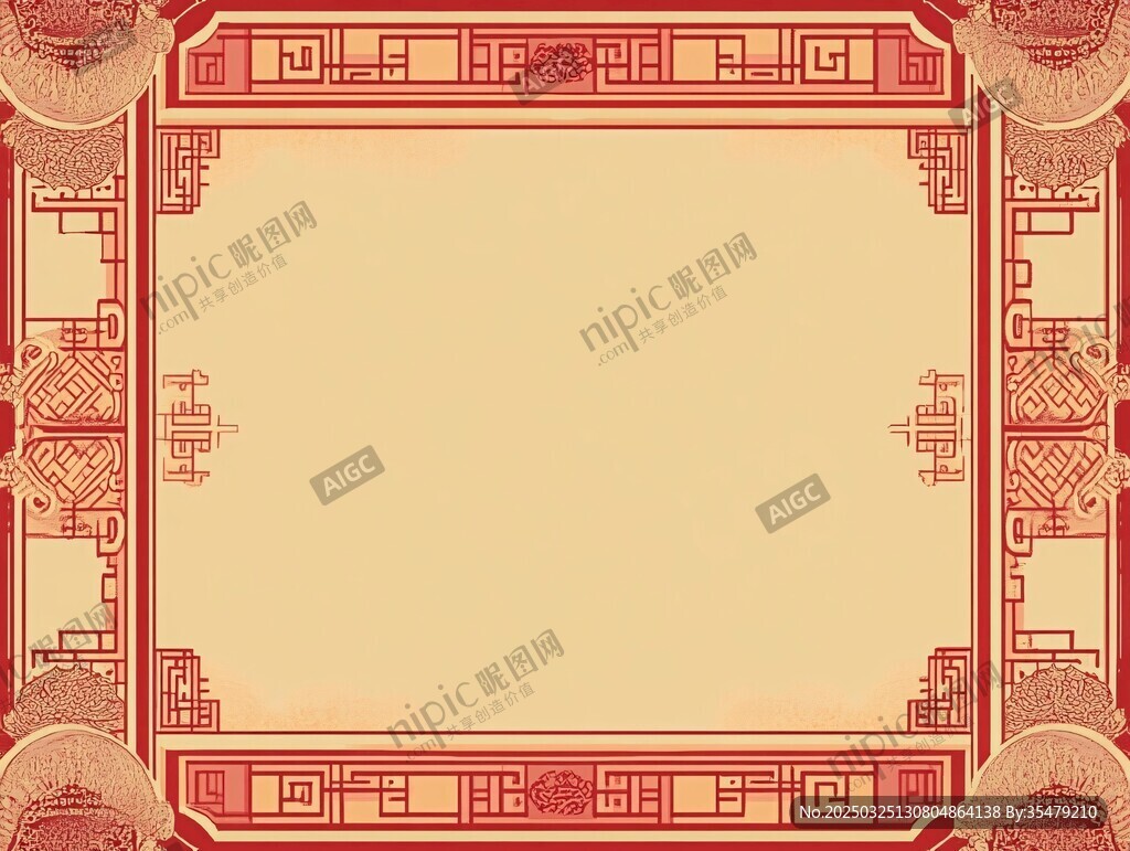中式古典红色边框背景图