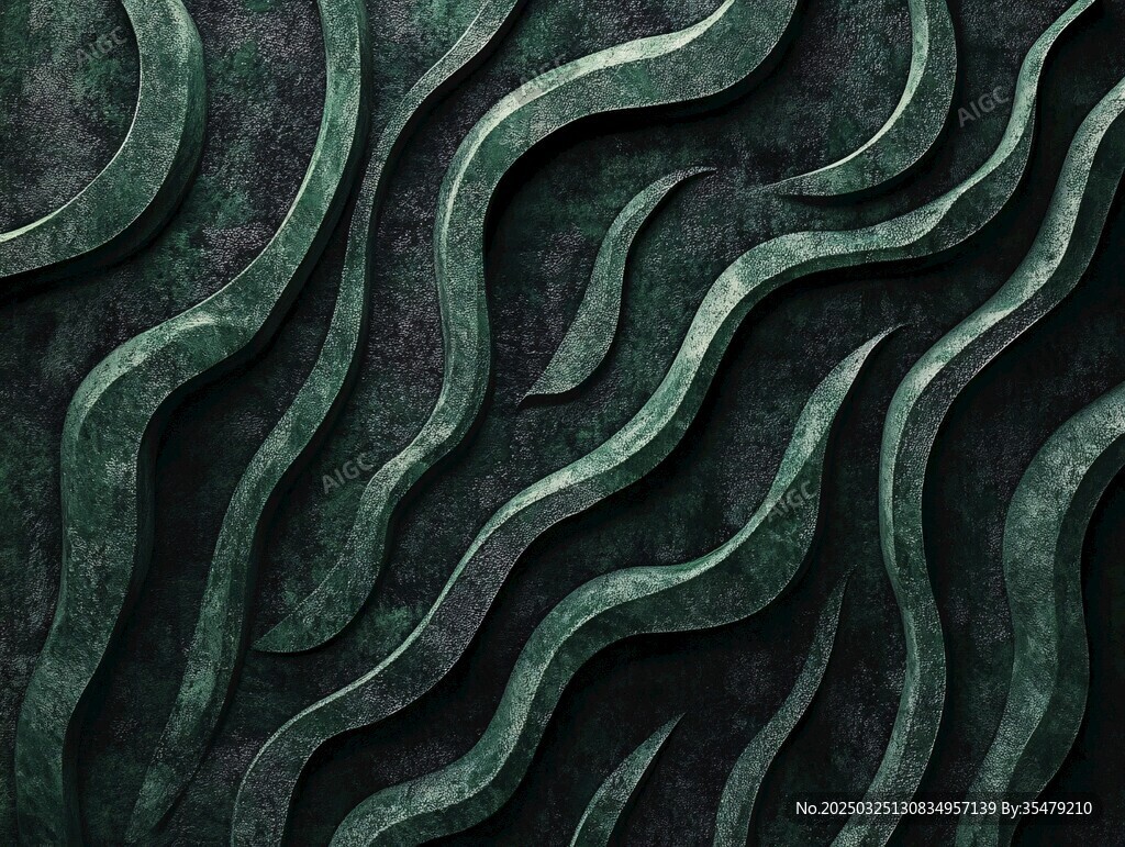 深绿波浪纹理立体背景