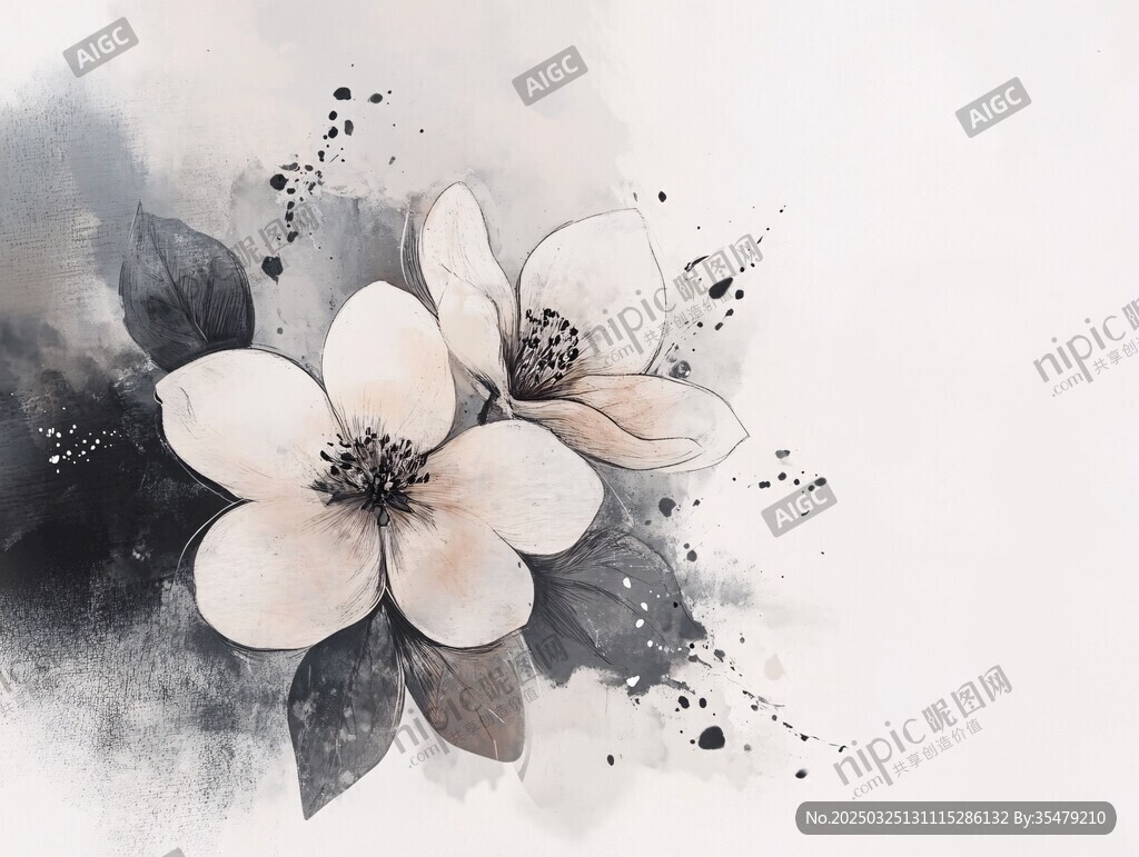 水墨花卉写意画