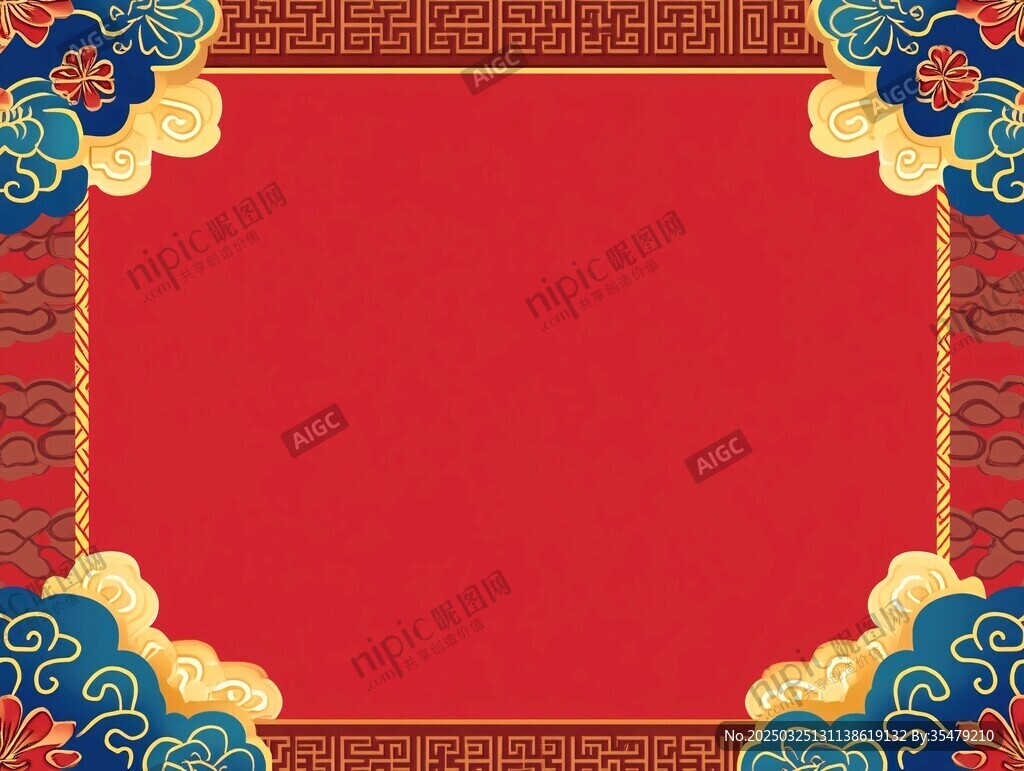 中式喜庆红色边框背景图