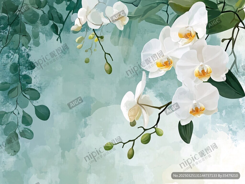 梦幻白兰花绽放清新画面