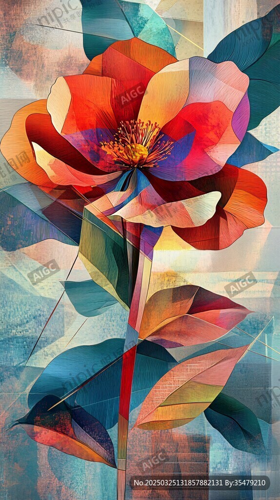 几何风格绚丽花卉艺术画