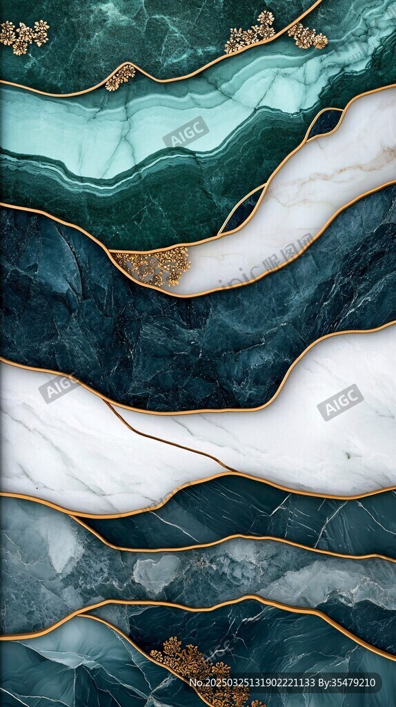 墨绿金纹大理石纹理图案