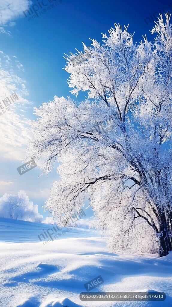 冬日雪覆玉树美景