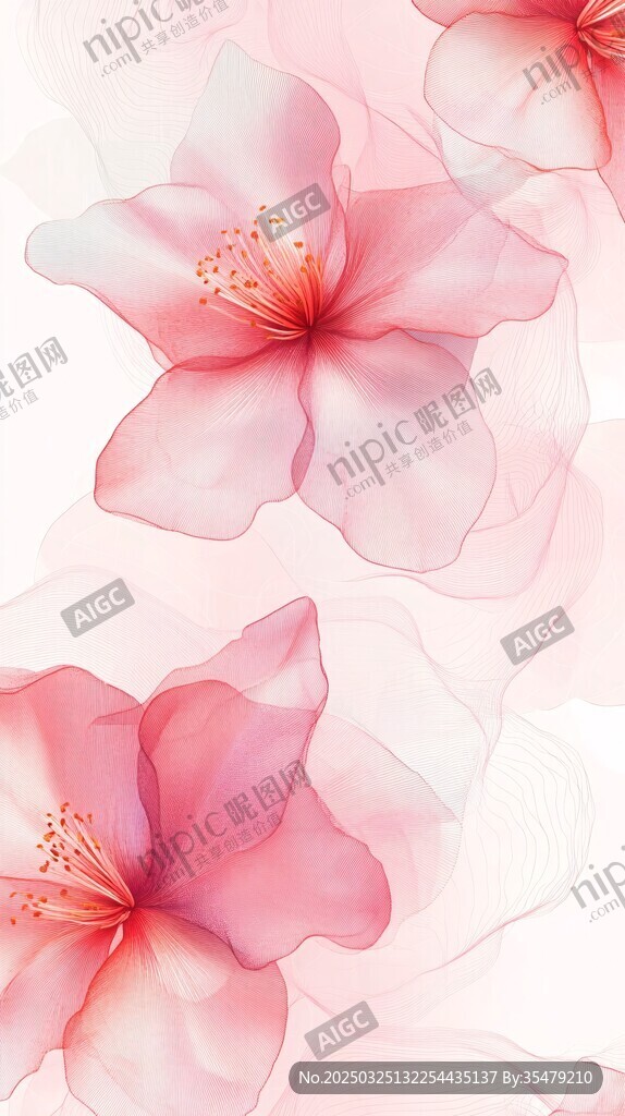 梦幻粉色花朵水彩背景图