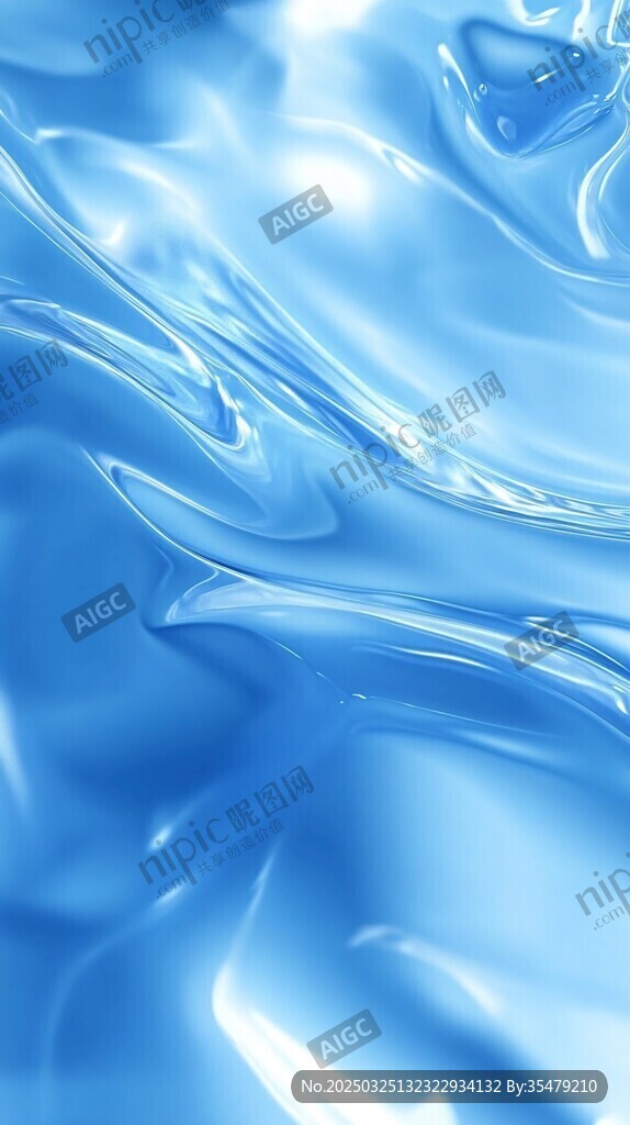 蓝色流动质感液体背景