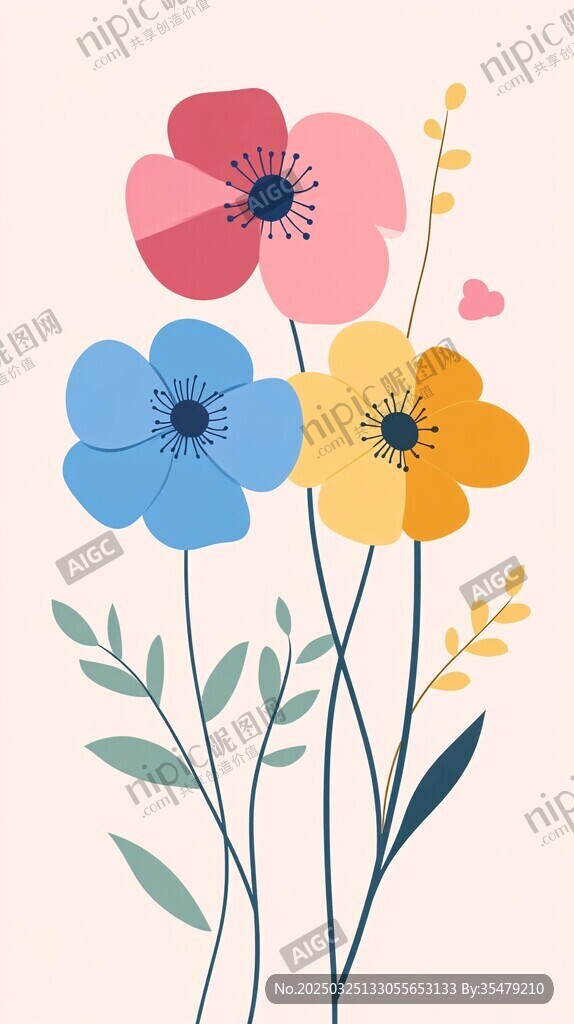 多彩花卉插画