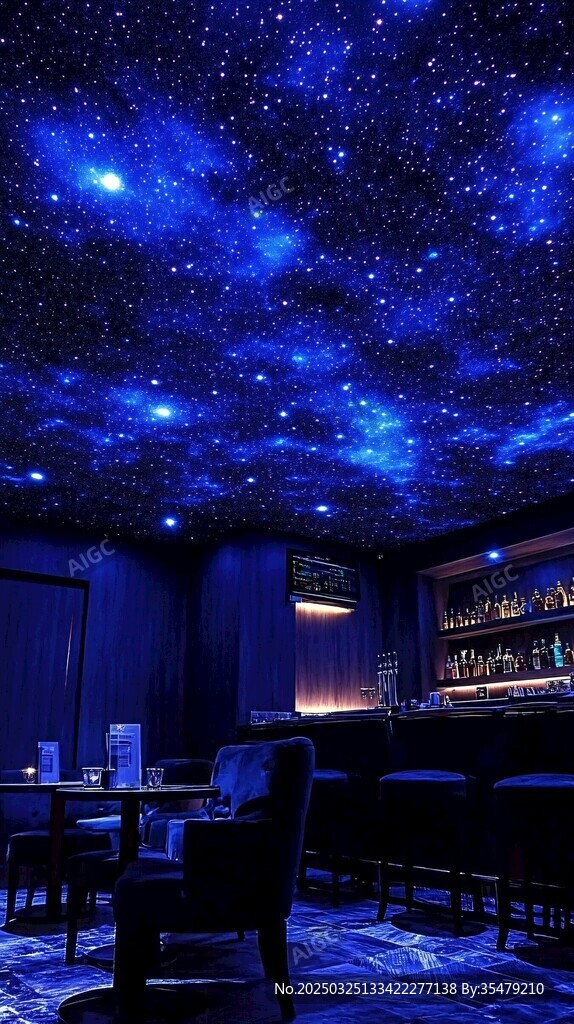 梦幻星空主题室内酒吧场景