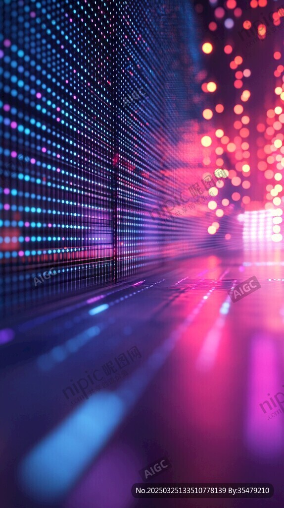 未来科技感霓虹数字空间
