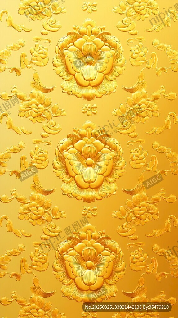 金色浮雕花纹精美图案