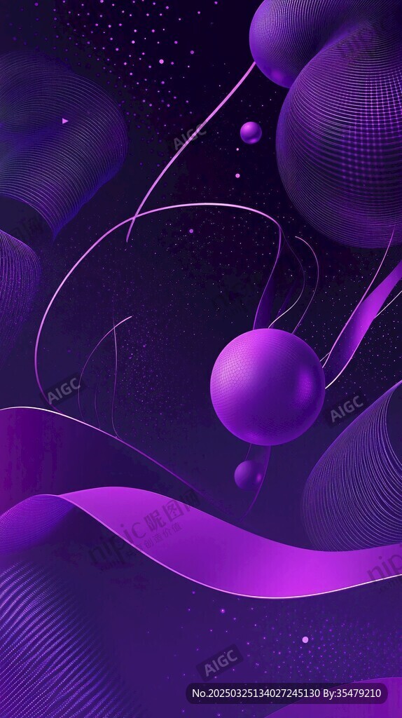 梦幻紫色抽象流体空间场景
