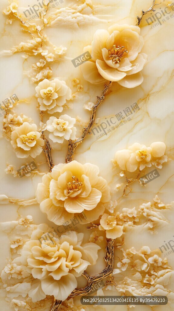 立体浮雕花卉装饰图案