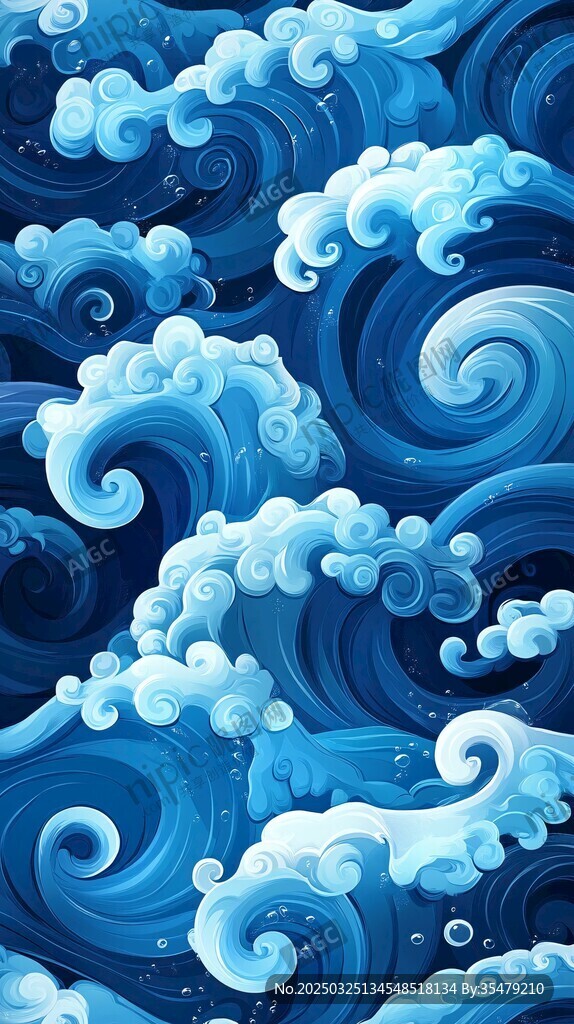 蓝色海浪图案设计