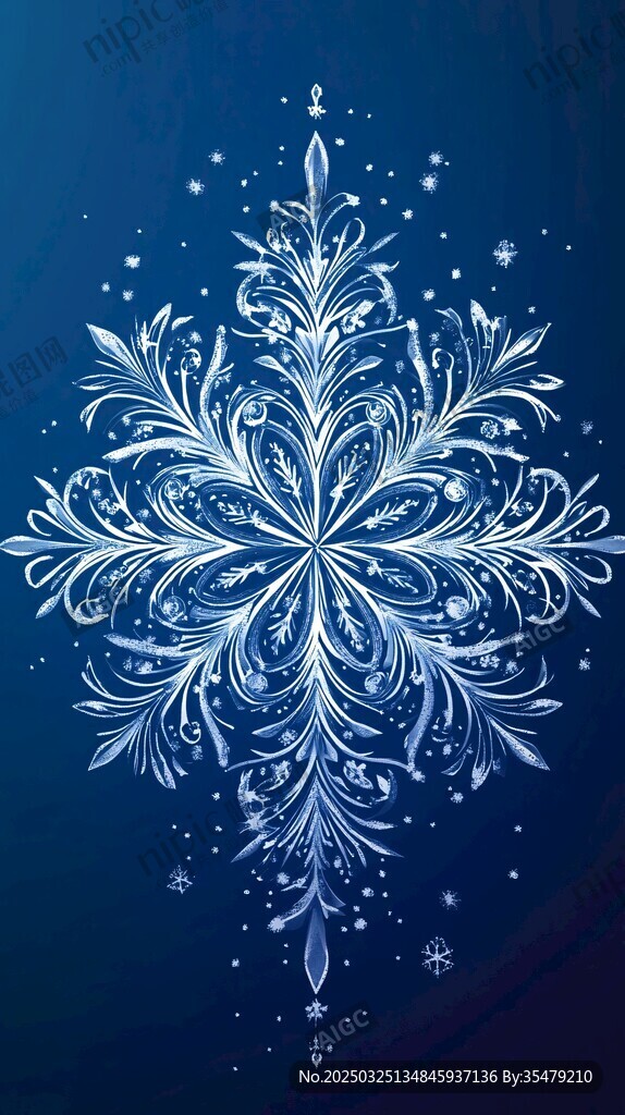 梦幻蓝色雪花图案设计