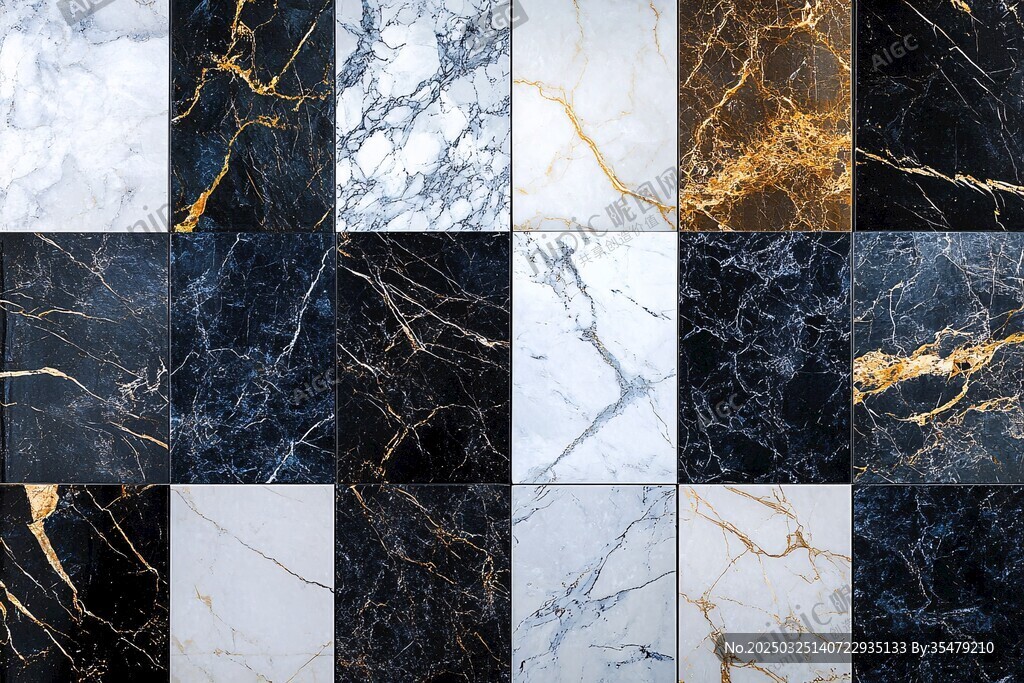多样大理石纹理瓷砖展示