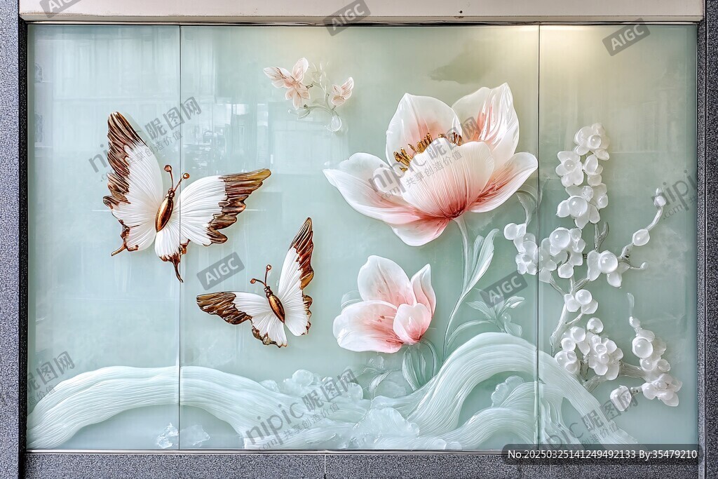 玉雕花蝶图