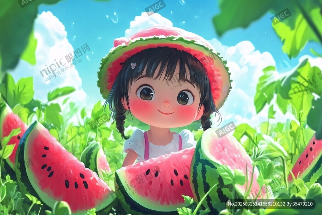 夏日萌娃与西瓜的美好时光