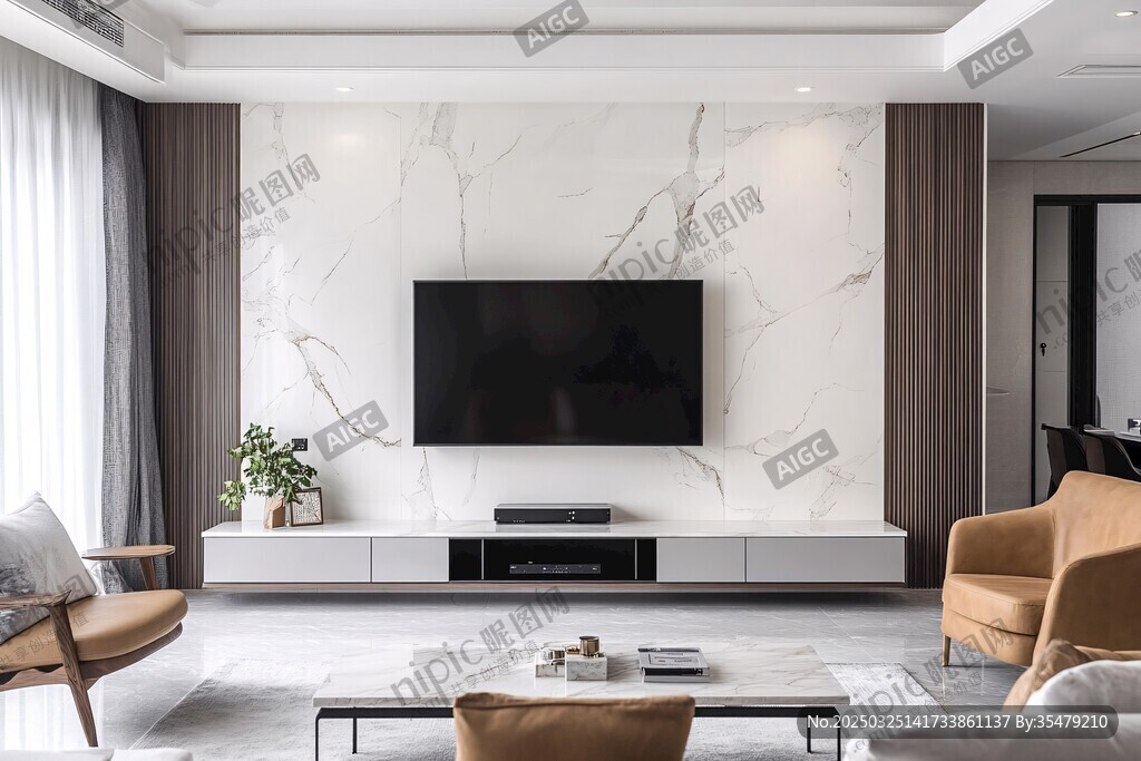 现代简约风客厅电视背景墙