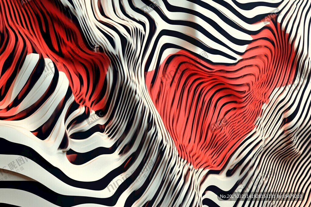 红黑斑马纹动感抽象图案