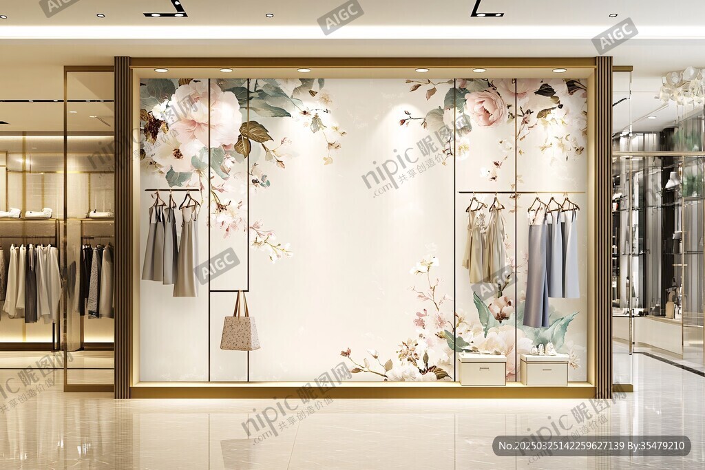 中式风时尚服装店橱窗展示
