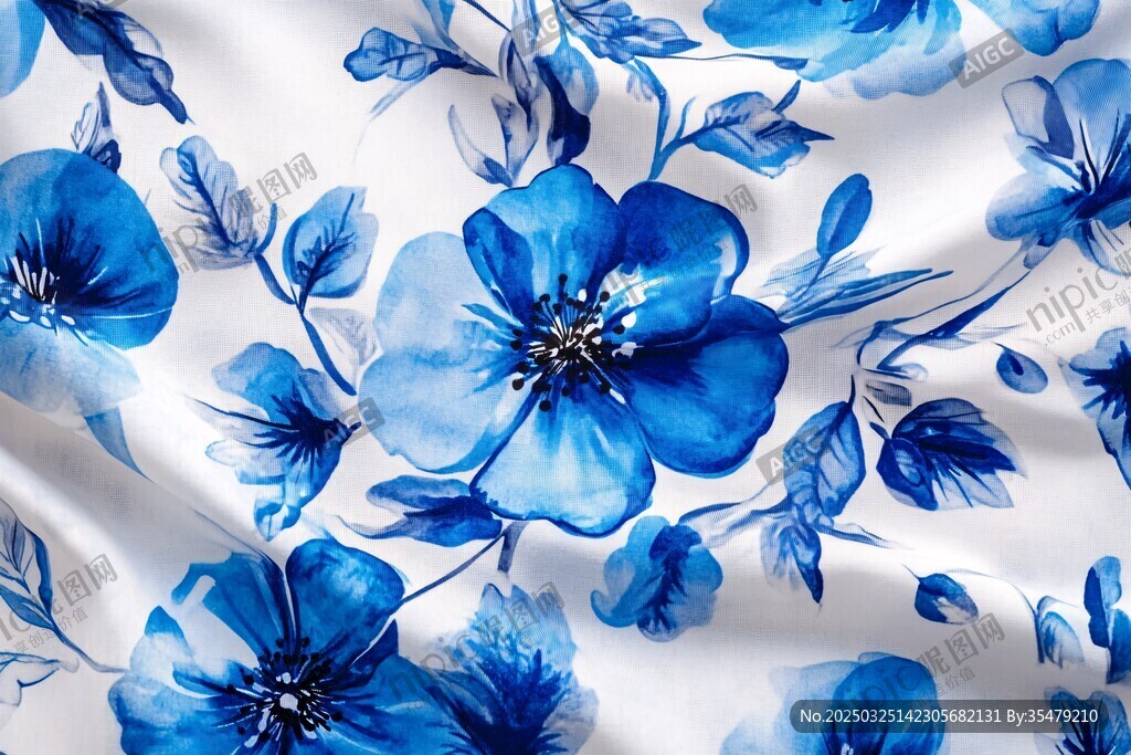 蓝花布纹 清新雅致花卉图案