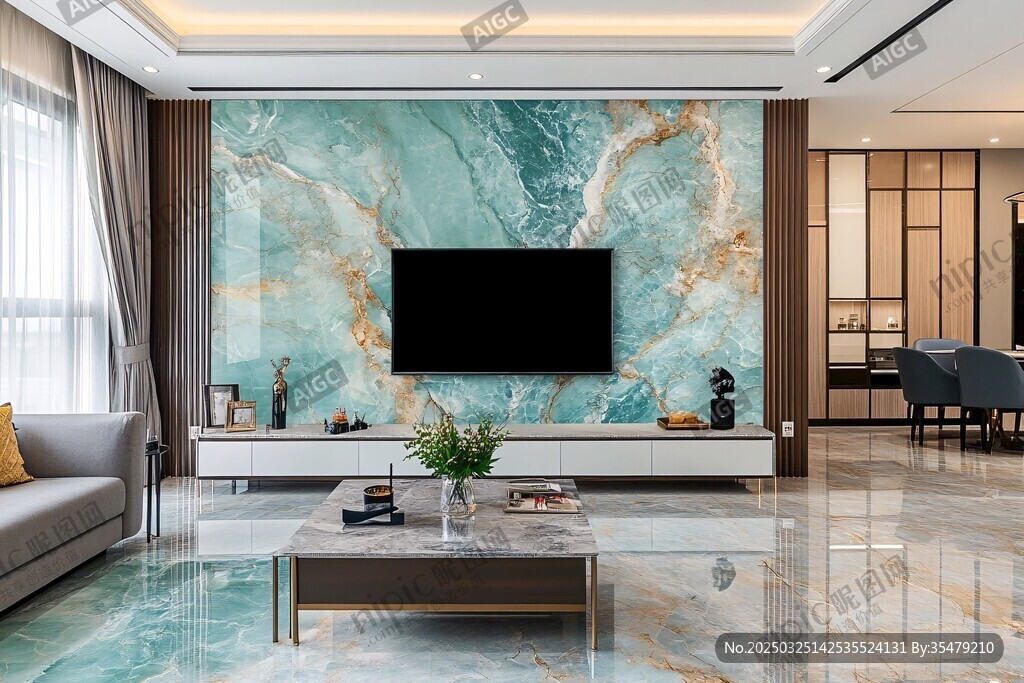 现代轻奢风客厅电视背景墙