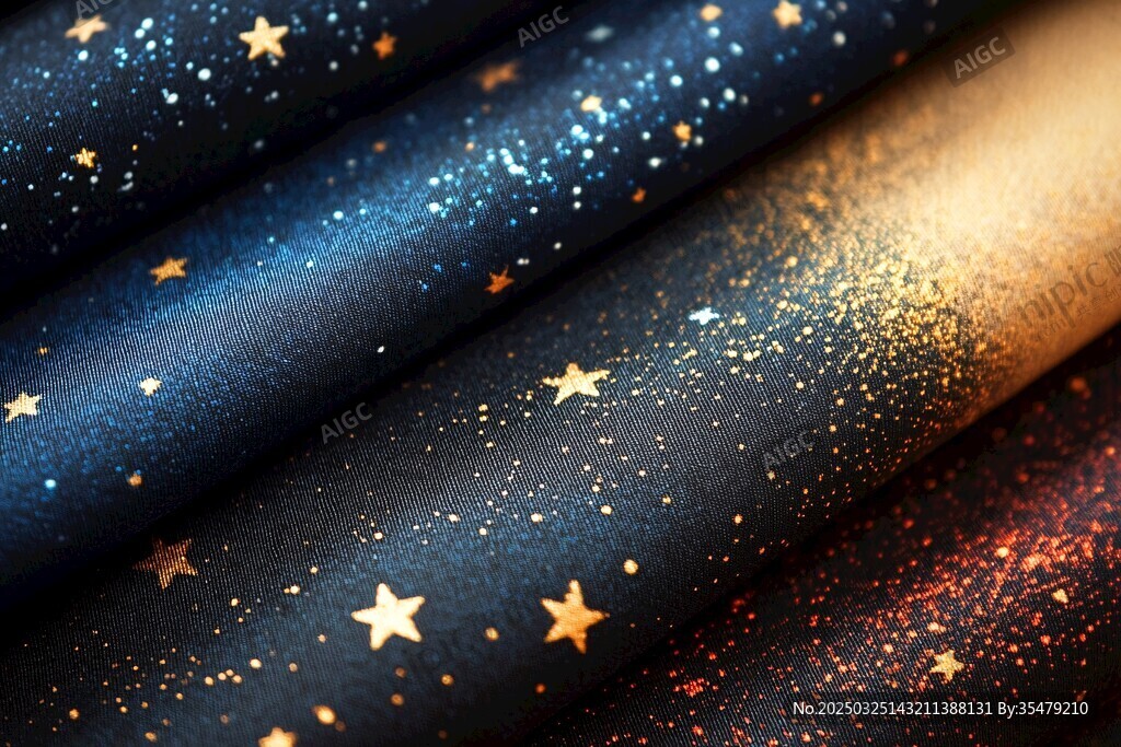 梦幻星空图案的多彩布料
