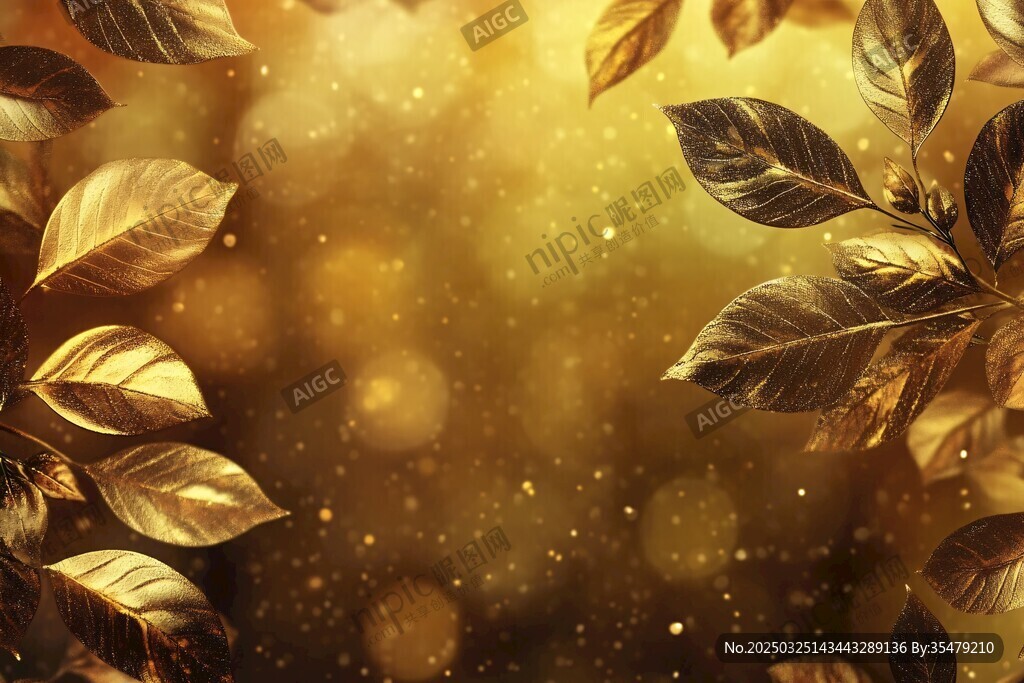 金色树叶梦幻背景图