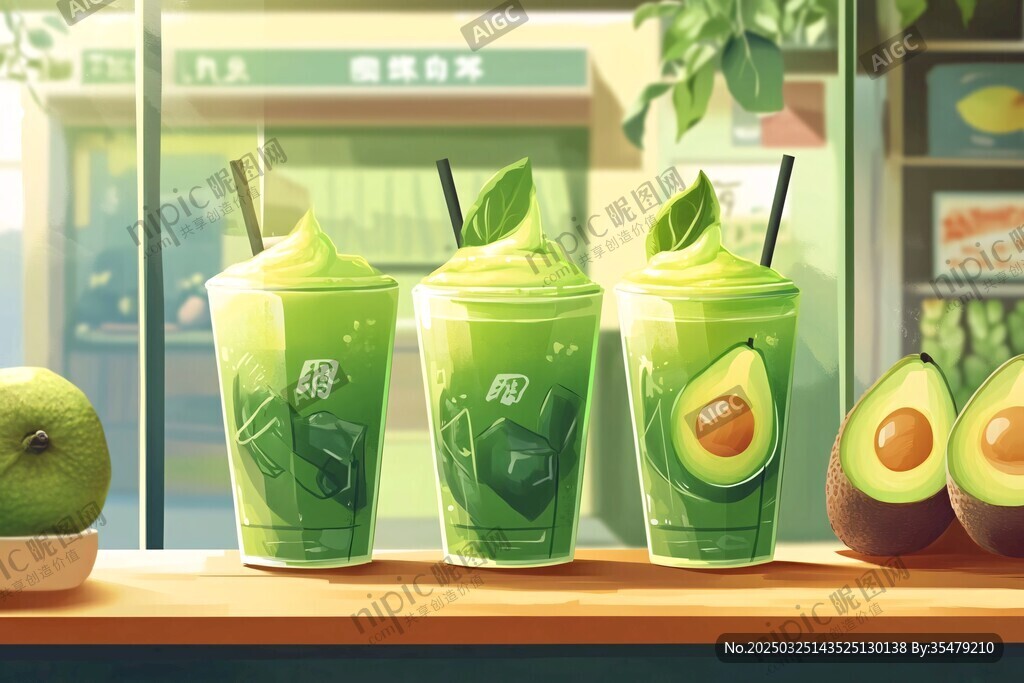 清新牛油果饮品展示