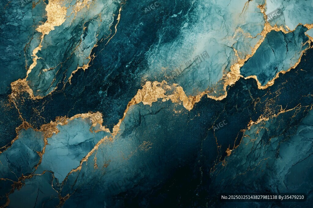蓝金大理石纹理背景图