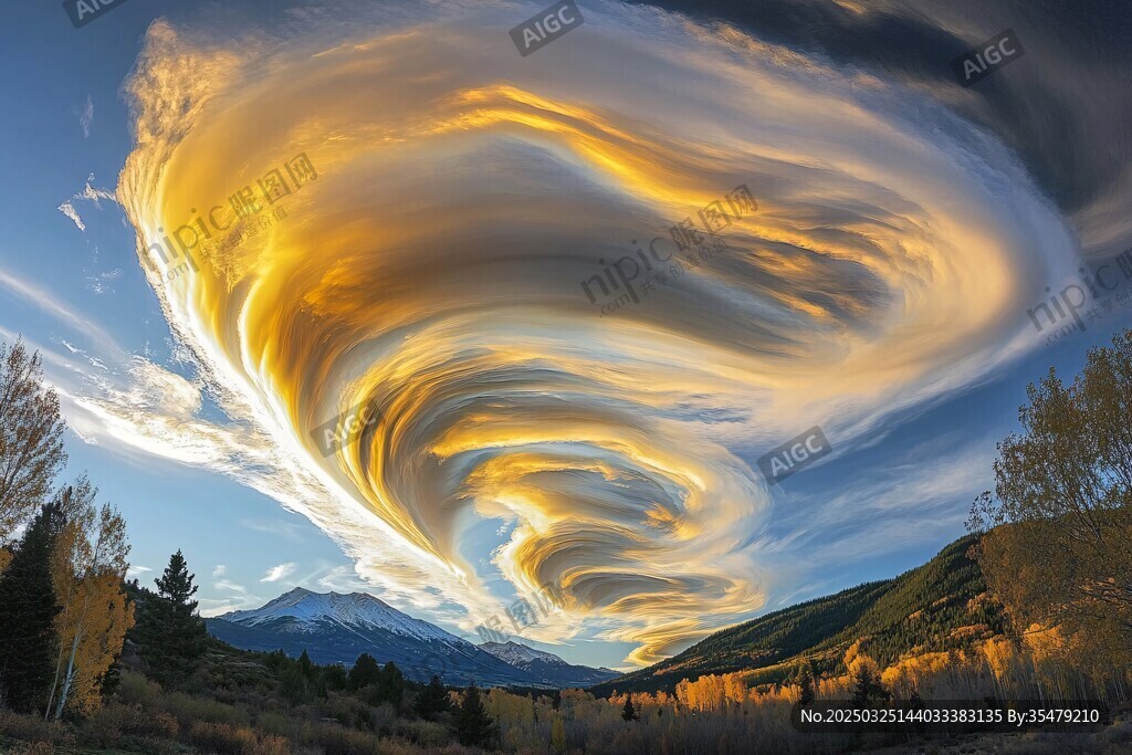 壮观旋风云海山谷美景