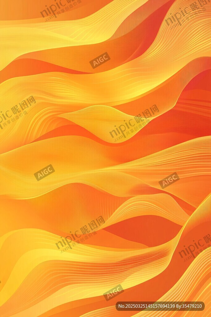 橙黄色动感波浪抽象背景