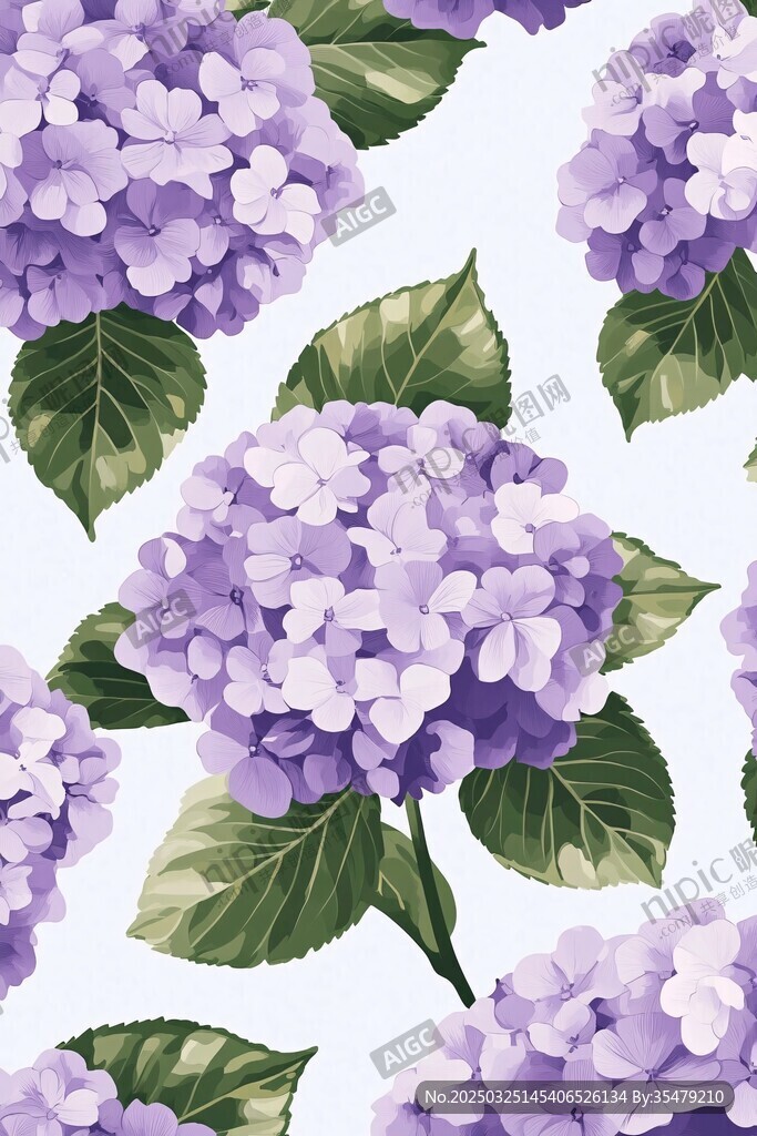 紫色绣球花无缝图案