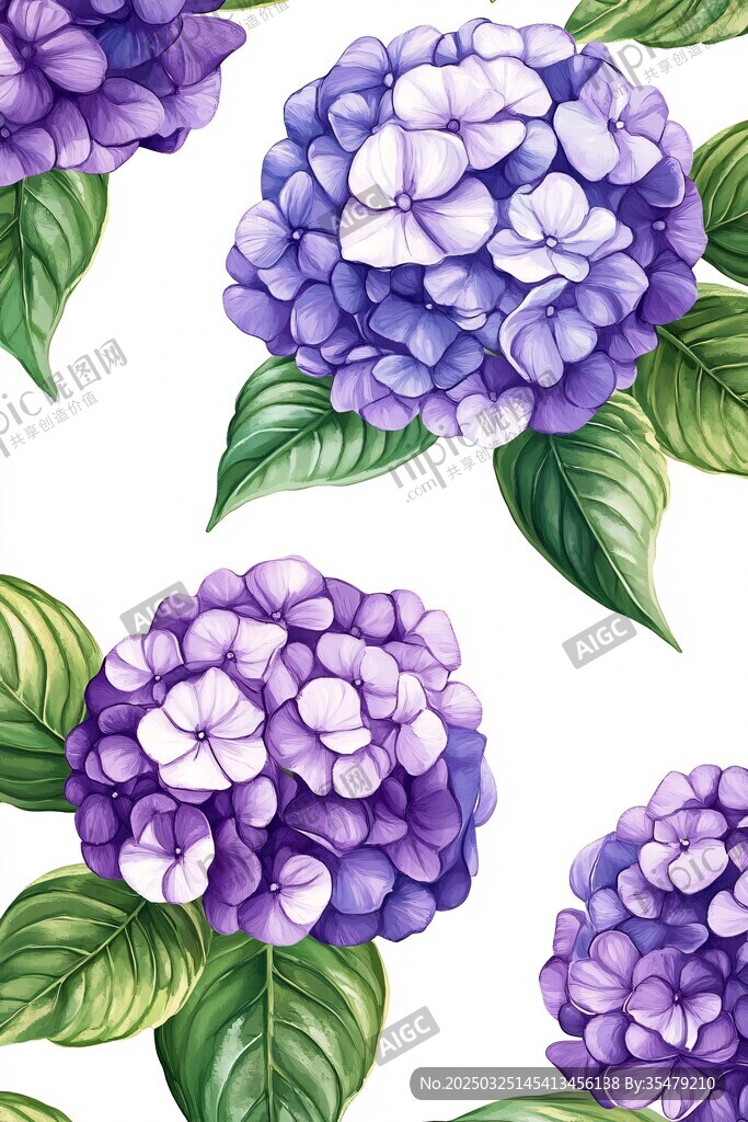 紫色绣球花无缝花卉图案