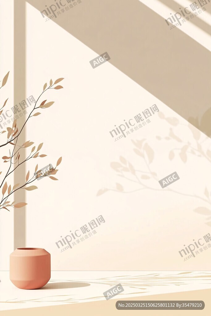 窗边陶瓶绿植光影景致
