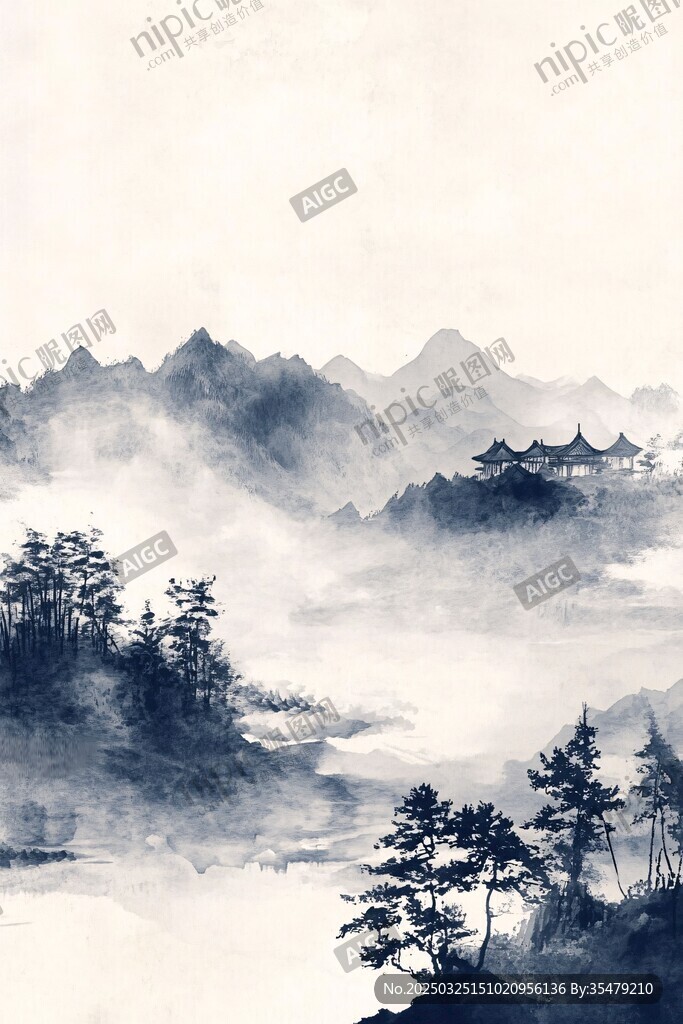 水墨山水间的诗意景致