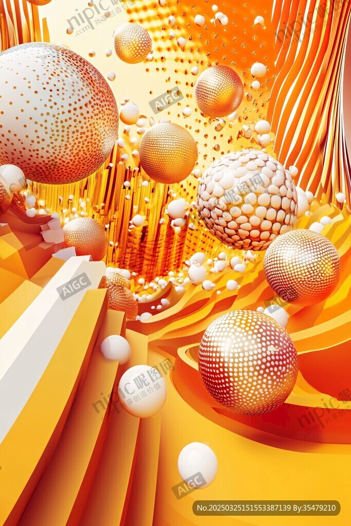 金色立体圆球创意背景图