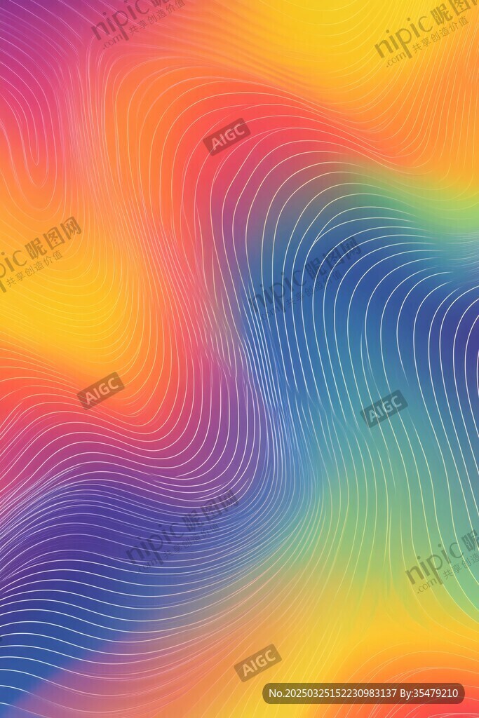 多彩渐变波浪线条背景图