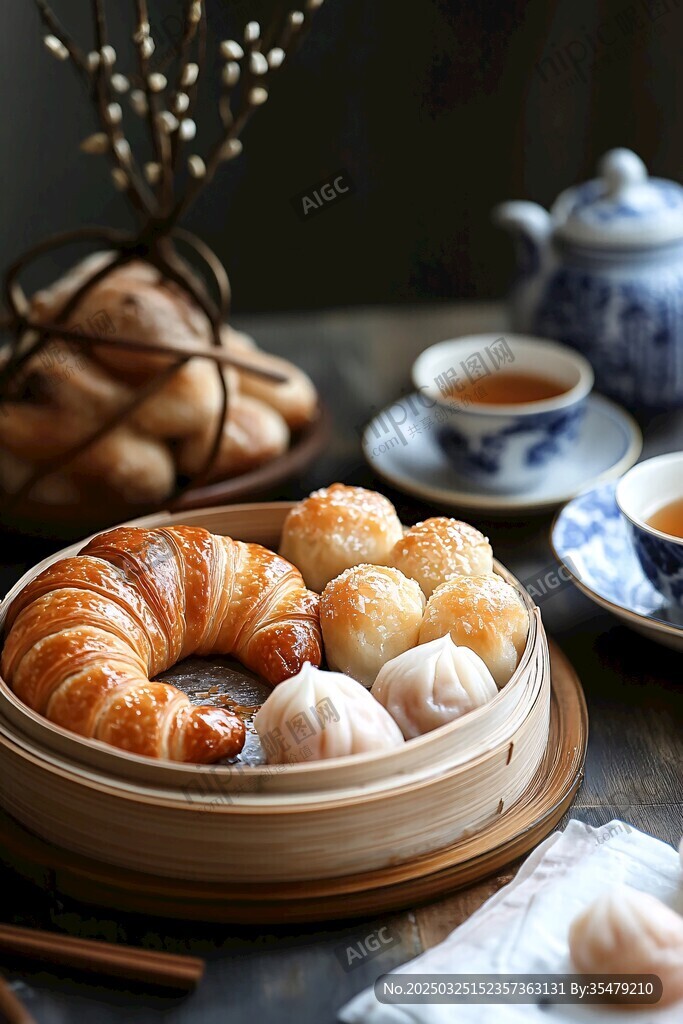 中西点心搭配中式茶具