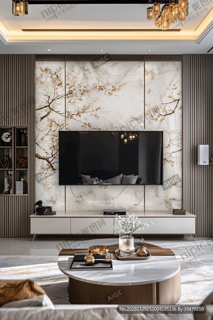 现代轻奢风客厅电视背景墙