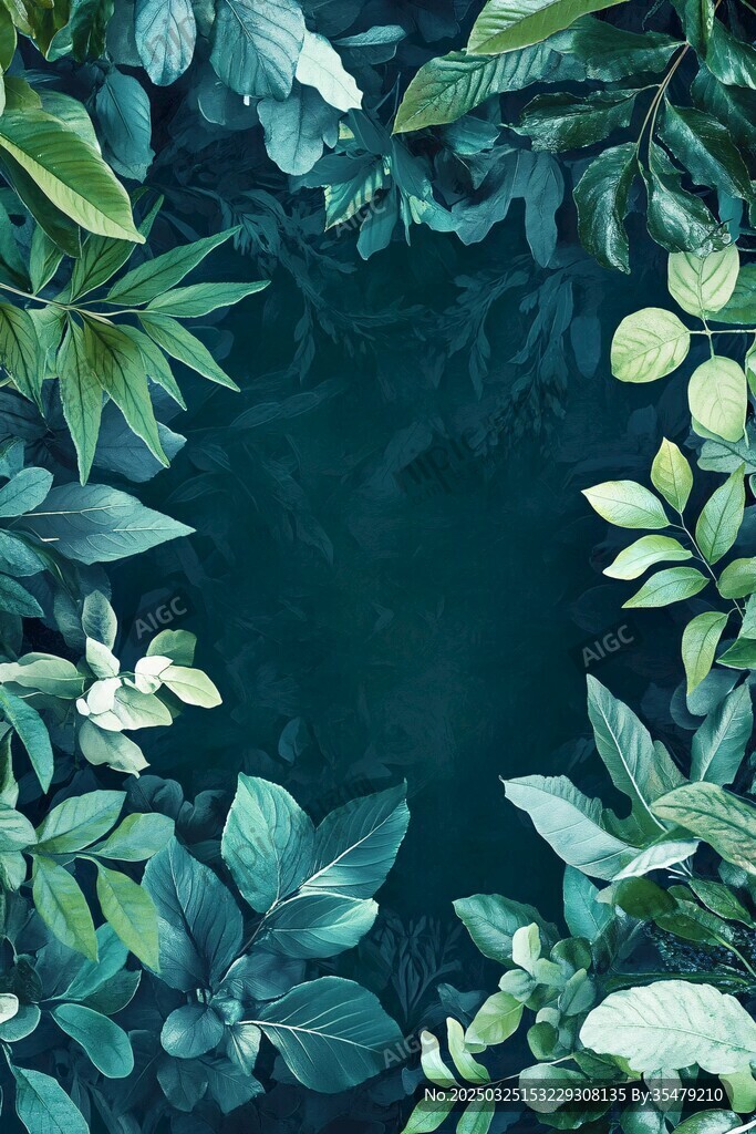 深绿背景下的繁茂绿植