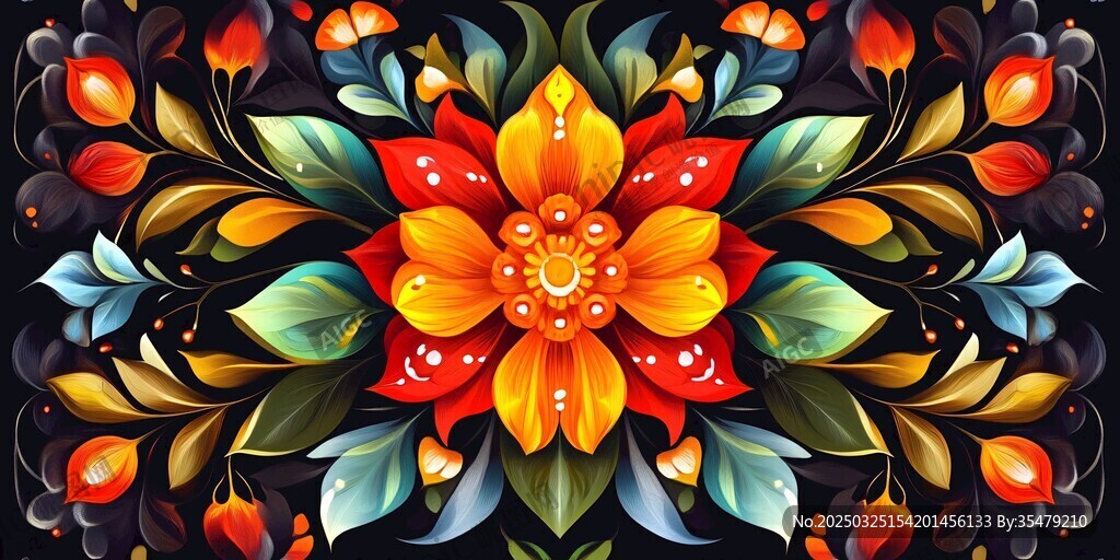 绚丽多彩花卉图案艺术画