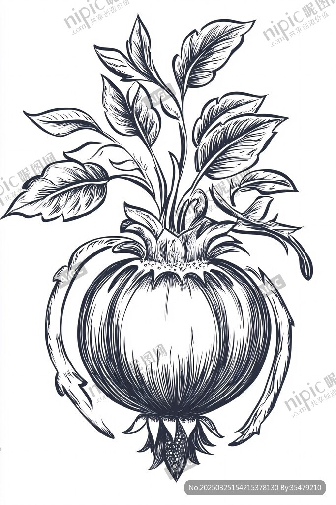 手绘植物果实插画图案