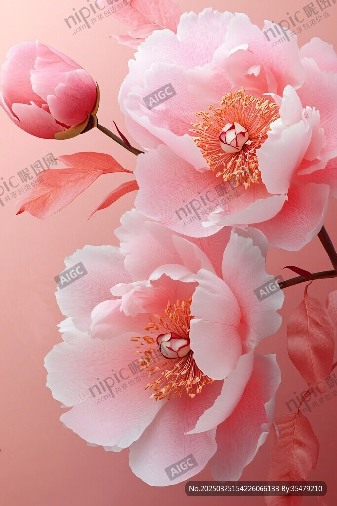 梦幻粉色芍药花绽放