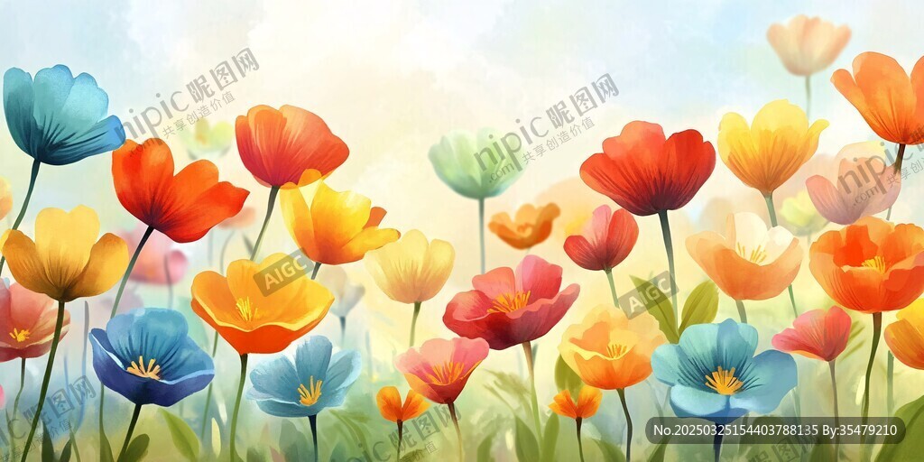 绚丽多彩的花朵绽放图景