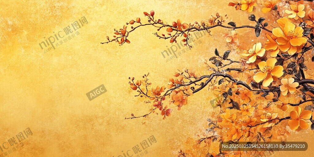 金色繁花枝头绽放
