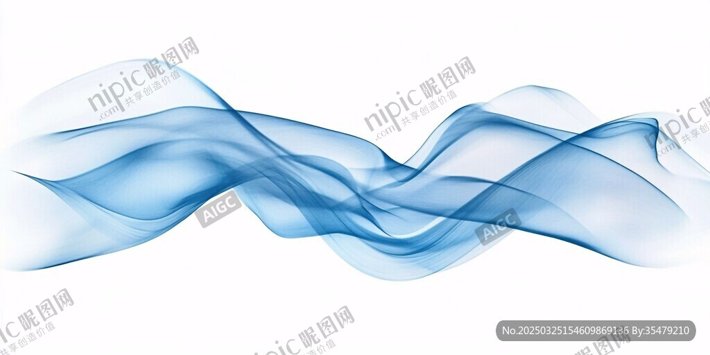 蓝色动感飘带抽象背景图