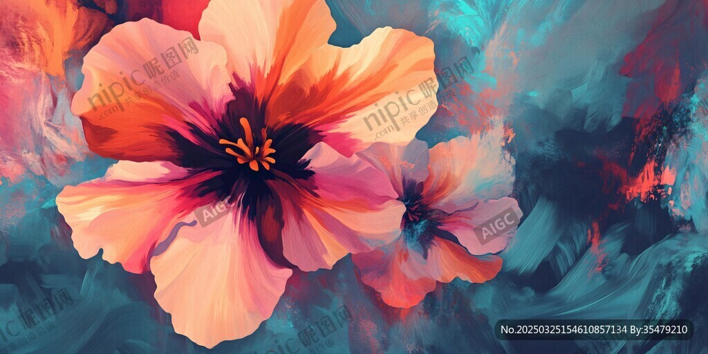 梦幻绚烂花卉艺术画作