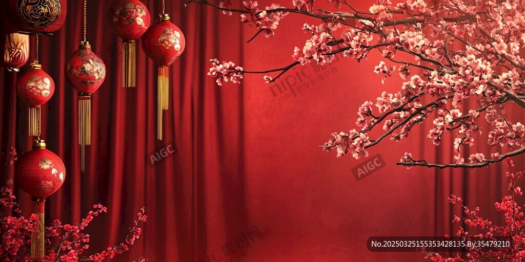 中式新春喜庆装饰场景