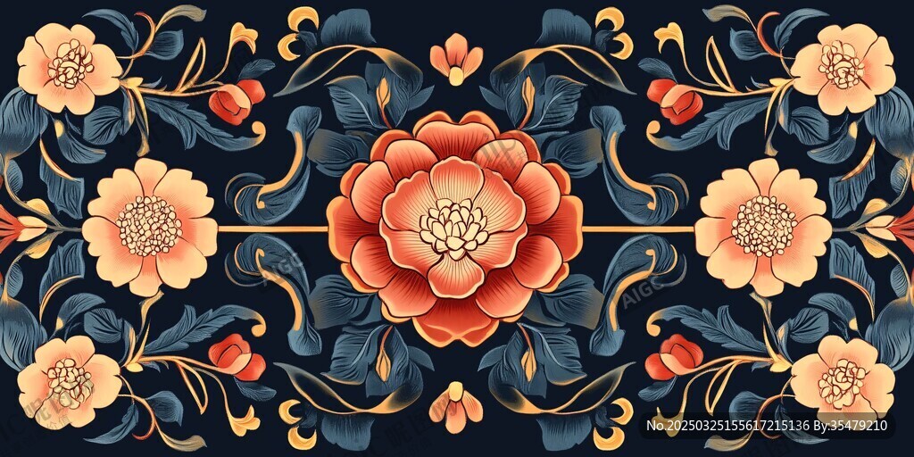 中式古典花卉纹饰图案